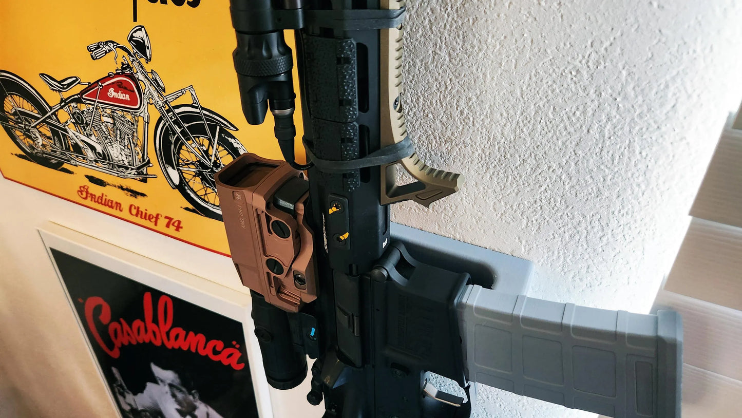 Floating AR-15 Wall Mount with PMAG Style Magazine - Suitable for Vertical or Horizontal Display